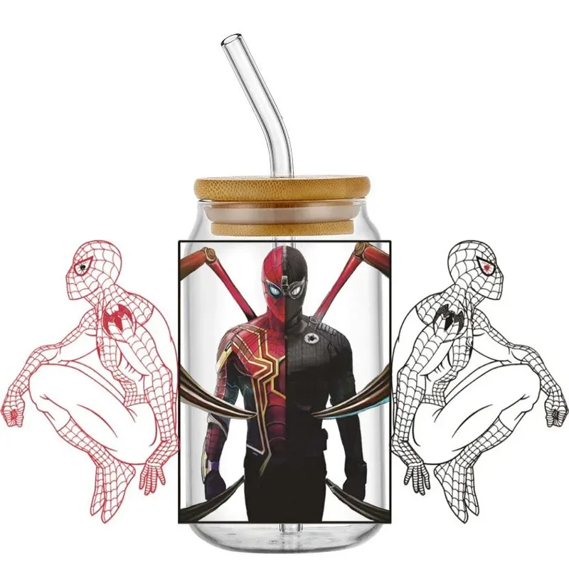 

New Design Spiderman patterns UV DTF Sticker For 16oz Cups Can Wrap Transfer Sticker Custom Labels DIY Logo Selfadhesive