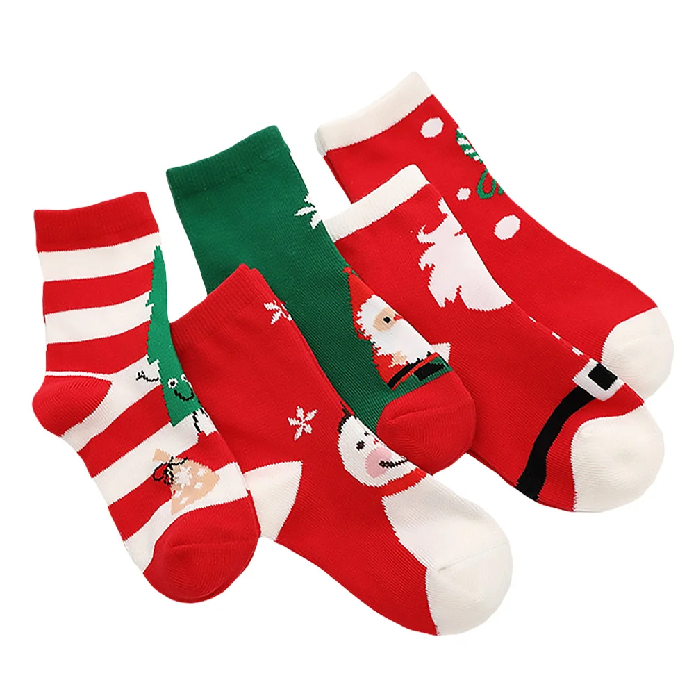 

5 Pairs Christmas Socks for Women Women's Thermal Children Girl Santa Kids Gifts Cotton Slippers Toddler Stockings Fluffy Baby