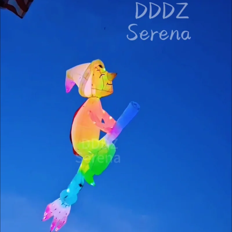 DDDZ 4M LED witch 40D Ripstop Nylon Line Laundry Pendant Large soft Inflatable night show kite easy fly day and night with remot