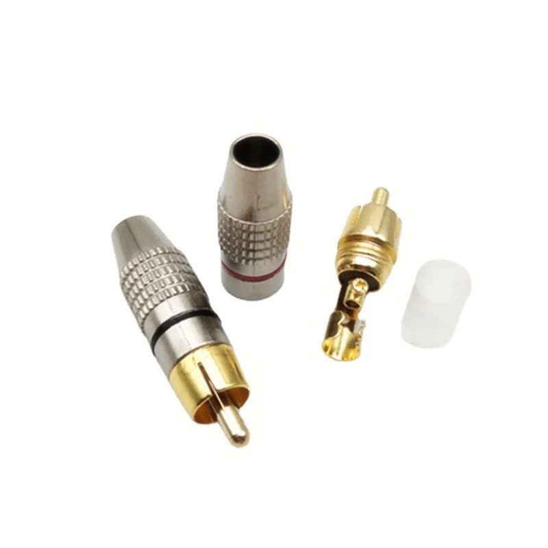 270 No-Solder Lotus Head Audio Video RCA Plug Monitoring Video Head Cable Connection Plug for Home Security Camera Systems