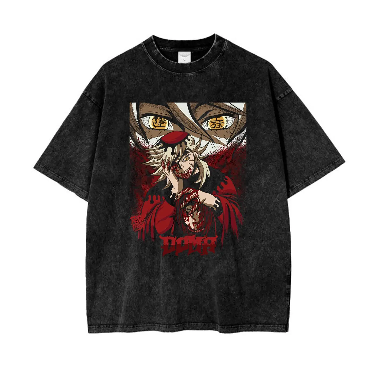 

Vintage Anime Print Mineral Wash Tee Unisex Shirt Gift for Him Anime Lover Anime Crewneck Halloween Gift Retro Tee