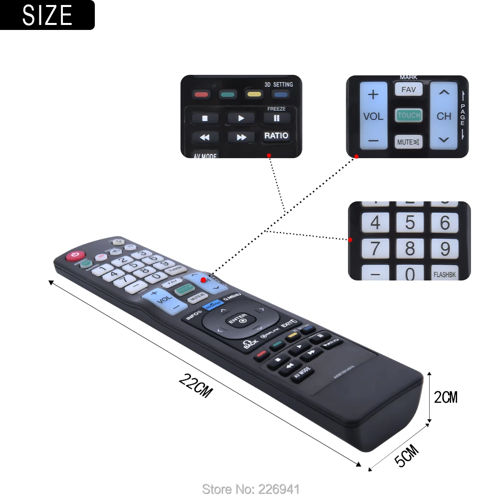 Substituição do controle remoto para TV, AKB72914070, Compatível para TV 60PV490, 50PV490, 50PT490, 50PT490U, 60PZ850, 50PT490R, 50PZ850