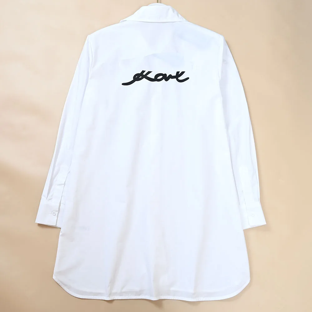 เสื้อเชิ้ตผ้าฝ้ายทรงหลวม แขนยาว สไตล์ลำลอง สำหรับผู้หญิง ความยาวปานกลาง ติดกระดุม ระบายอากาศได้ดี สวมใส่สบาย แบรนด์ K รุ่นใหม่