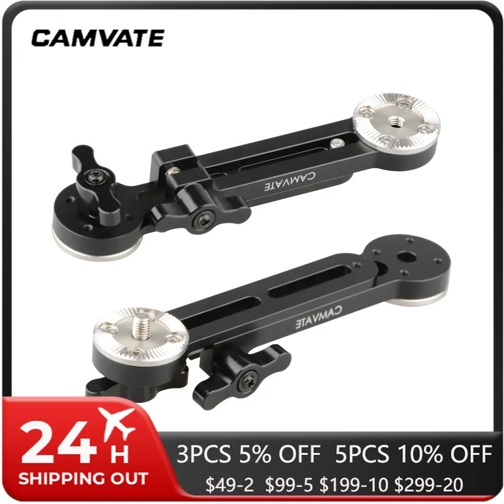 CAMVATE Adjustable Extension Arm ARRI Handle Connector With Dual ARRI Rosette M6 Mounts For DSLR Camera Shoulder Support Rig