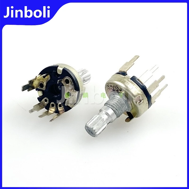 5PCS RV17 Type Single Potentiometer D50K Flower Shaft 15MM Vertical 5Pins Volume Light Speed Adjustment Adjustable Resistance