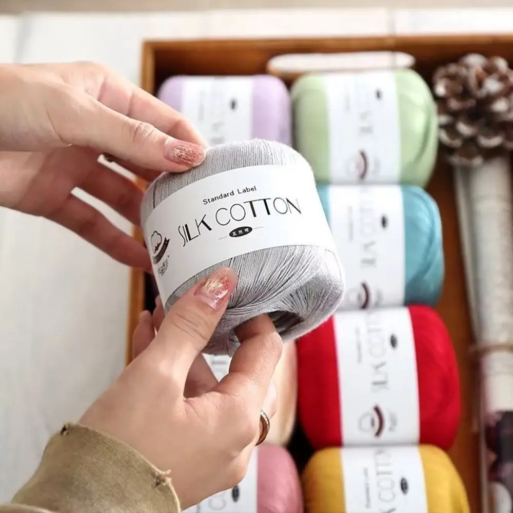 خيوط صوف قطنية من الدانتيل الحريري الناعم المحبوك يدويًا ، خيوط حليب ذاتية الصنع ، لوازم حياكة