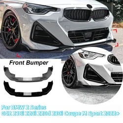For BMW 2 Series G42 218i 220i 220d 230i Coupe M Sport 2022+ Car Front Bumper Splitter Lip Body Kit Spoiler Gloss Black Canard