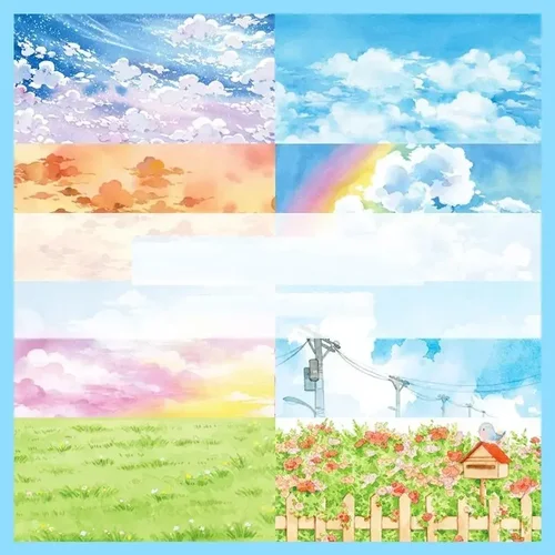 Cinta Washi de suelo de hierba de nube de color de paisaje de cielo