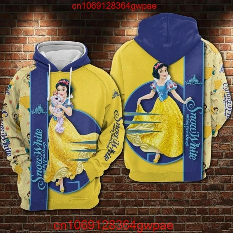 Disney Snow White and the Seven Dwarfs 3D Hoodie Fashion Retro Zipper Hoodie Women's Casual Sweatshirt