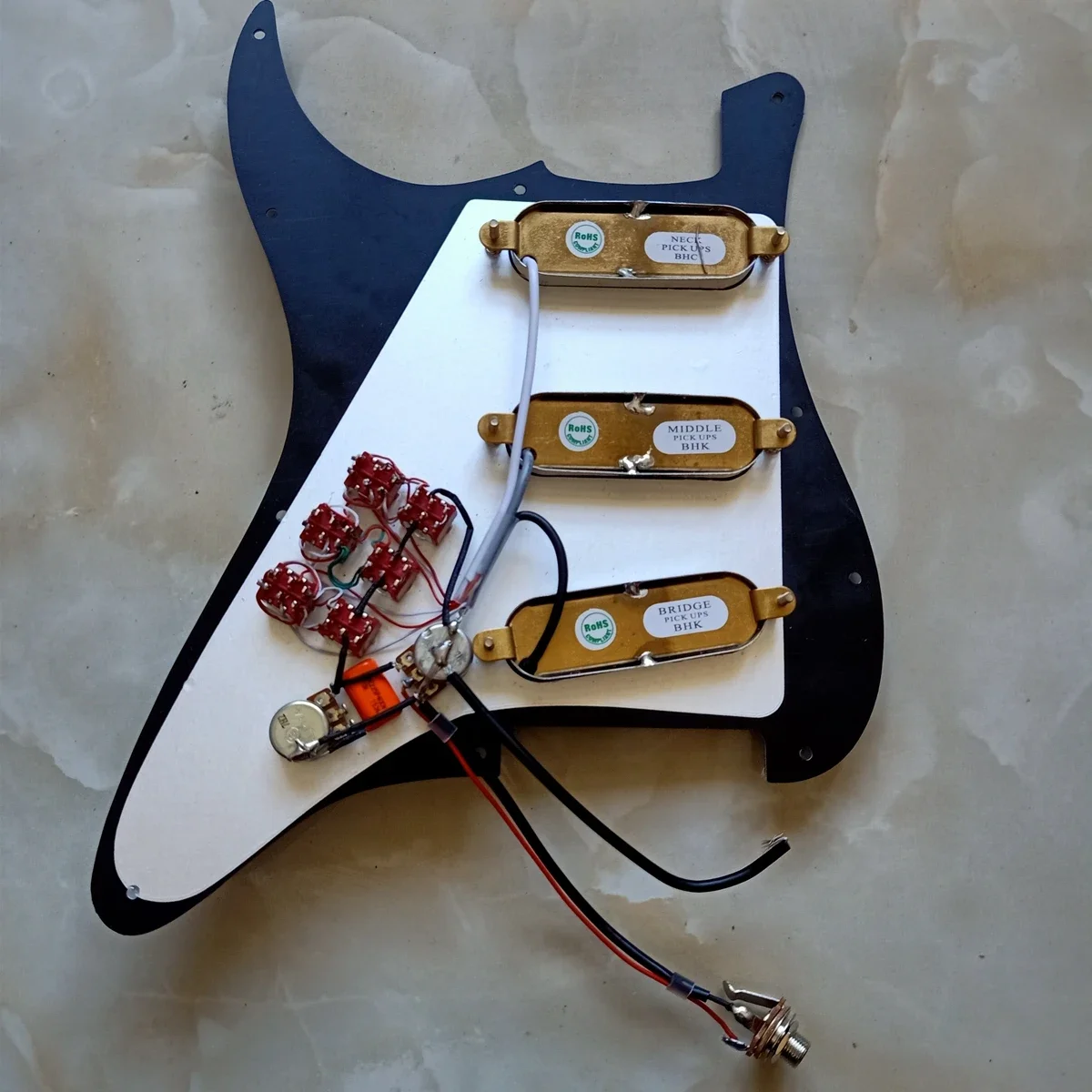 Custom Loaded ST Pickguard Burns London Vintage Mini Tri-Sonic Chrome Pickups 6 Single Cut Switch 1 Set Guitar Wiring Harness