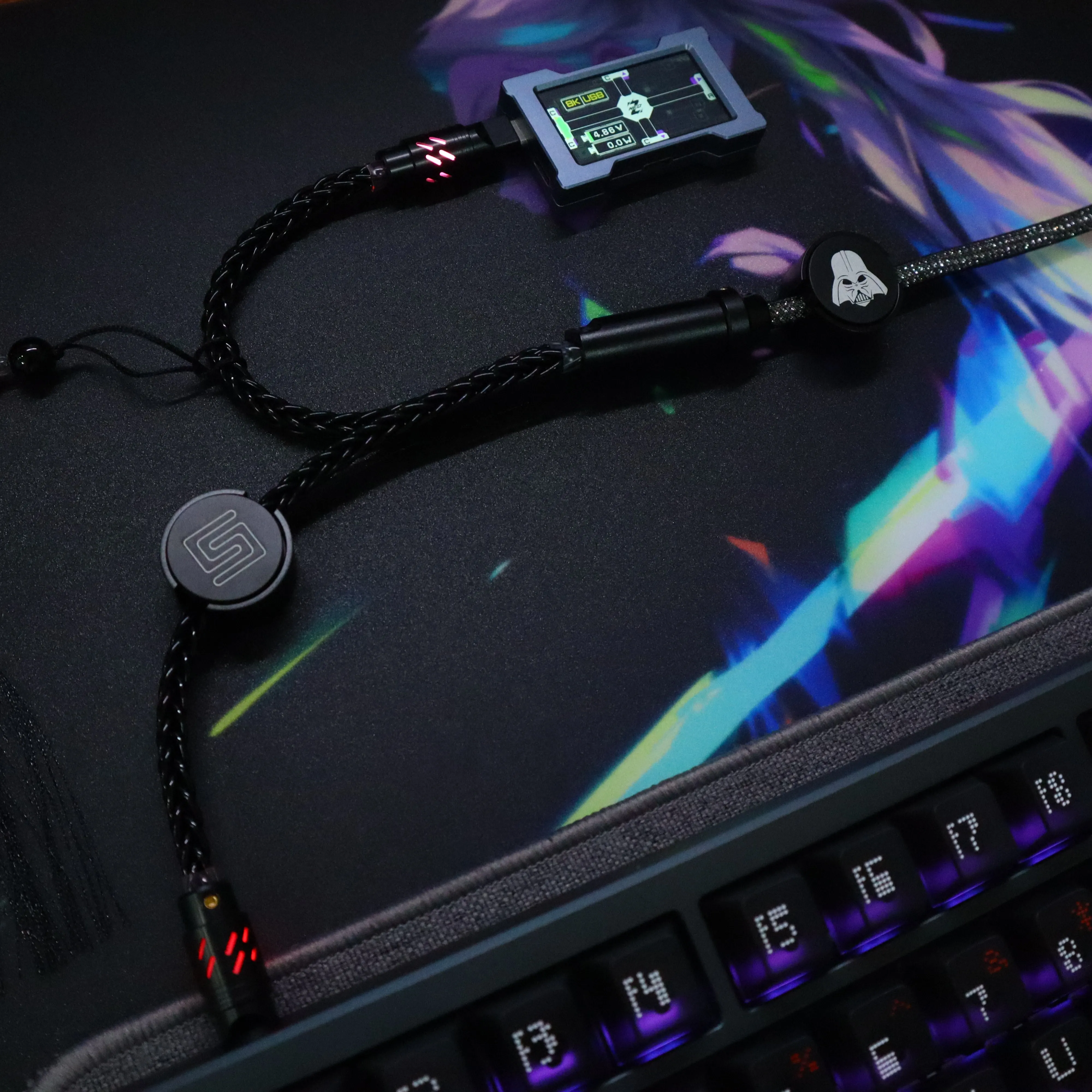 Custom GS 1-to-2 Dual 8K Esports RGB Glow Aviator Cable, OCC Copper Diamond Wire for Mag & Mech Axis Gift