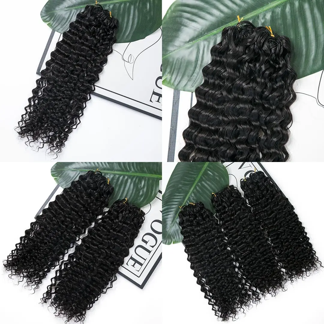موجة المياه الإنسان الكروشيه الشعر Knotless غير مرئية ريشة الكروشيه الشعر البشري للنساء الفرنسية مجعد قبل فصل الكروشيه الشعر