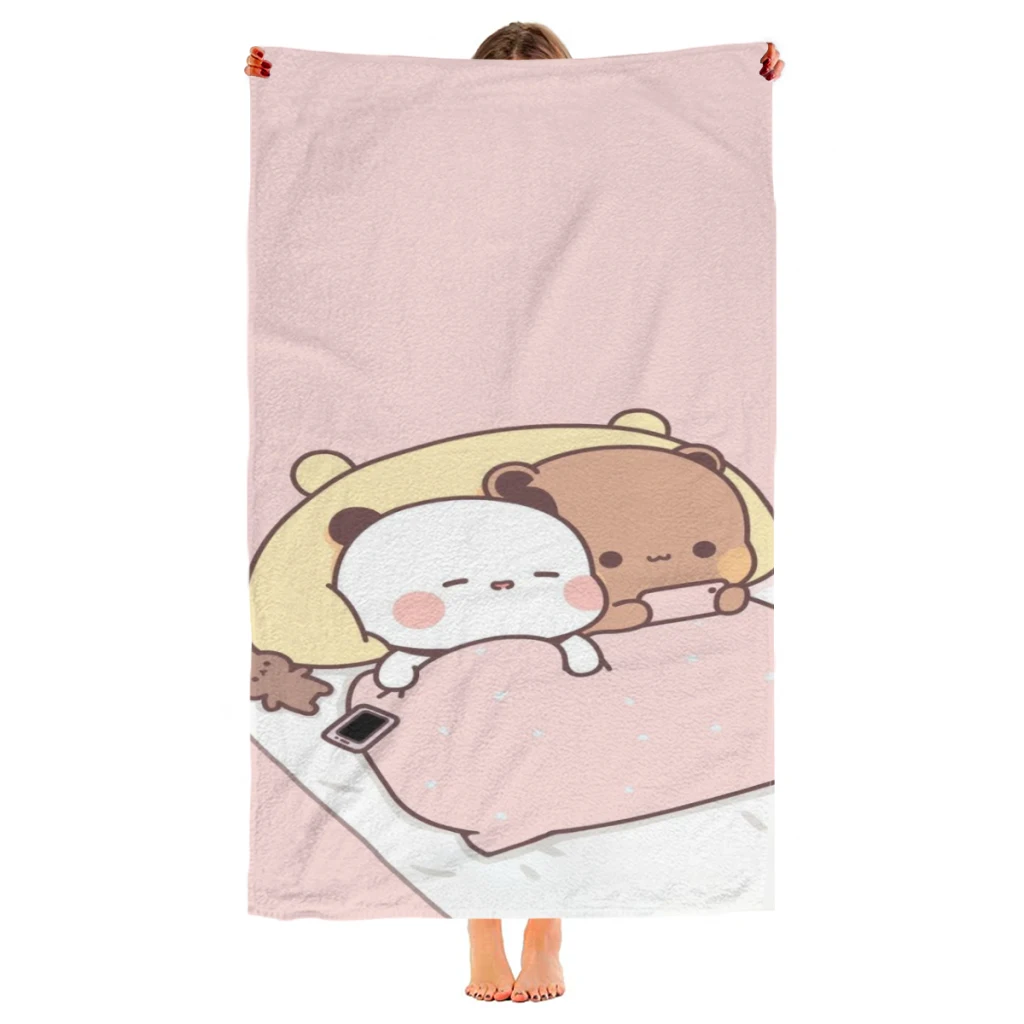 Quick Drying Beach Towels Panda Bear Hug Bubu Dudu Oversized 30x60inch Printing Towel Super Absorbent Pool Towel Blanket