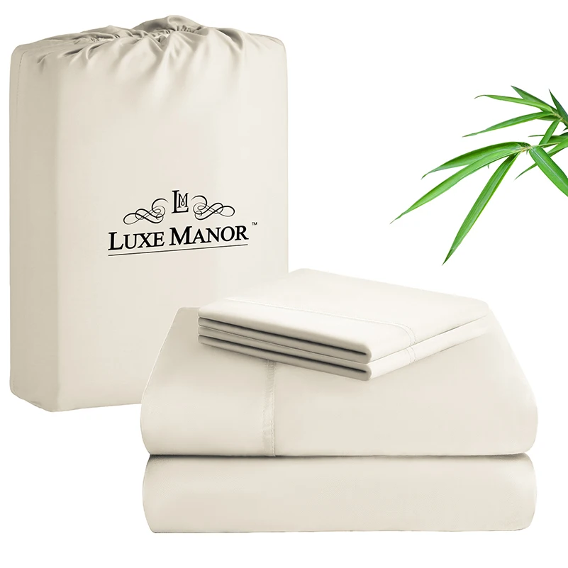 

Bamboo Sheets 100% Bamboo Viscose Derived from Bamboo 3/4-Piece Bed Sheet Set Silky Soft Cooling Deep Pocket Up to 16"