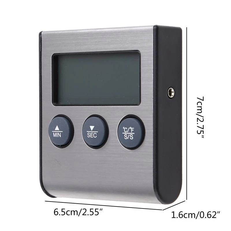 R1WA Nhiệt kế nhà bếp kỹ thuật số LCD Hiển thị công cụ đo thăm dò dài
