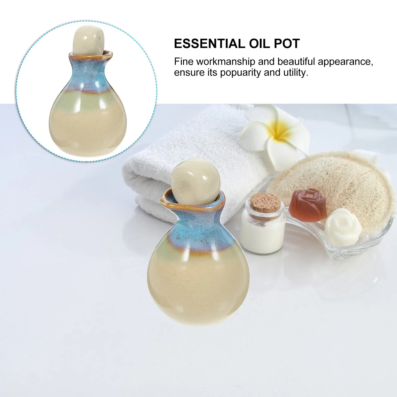 

Yellow Porcelain Essential Oil Pot Ceramic Beauty Salon Spa Oil Dispenser Container for Beauty Salon Supplies Tool
