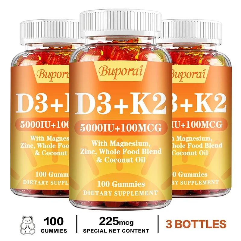 Vitamin D3 K2 Gummies - Strengthen Bones, Support Heart and Joint Health, Improve Immunity, Mood and Energy Levels