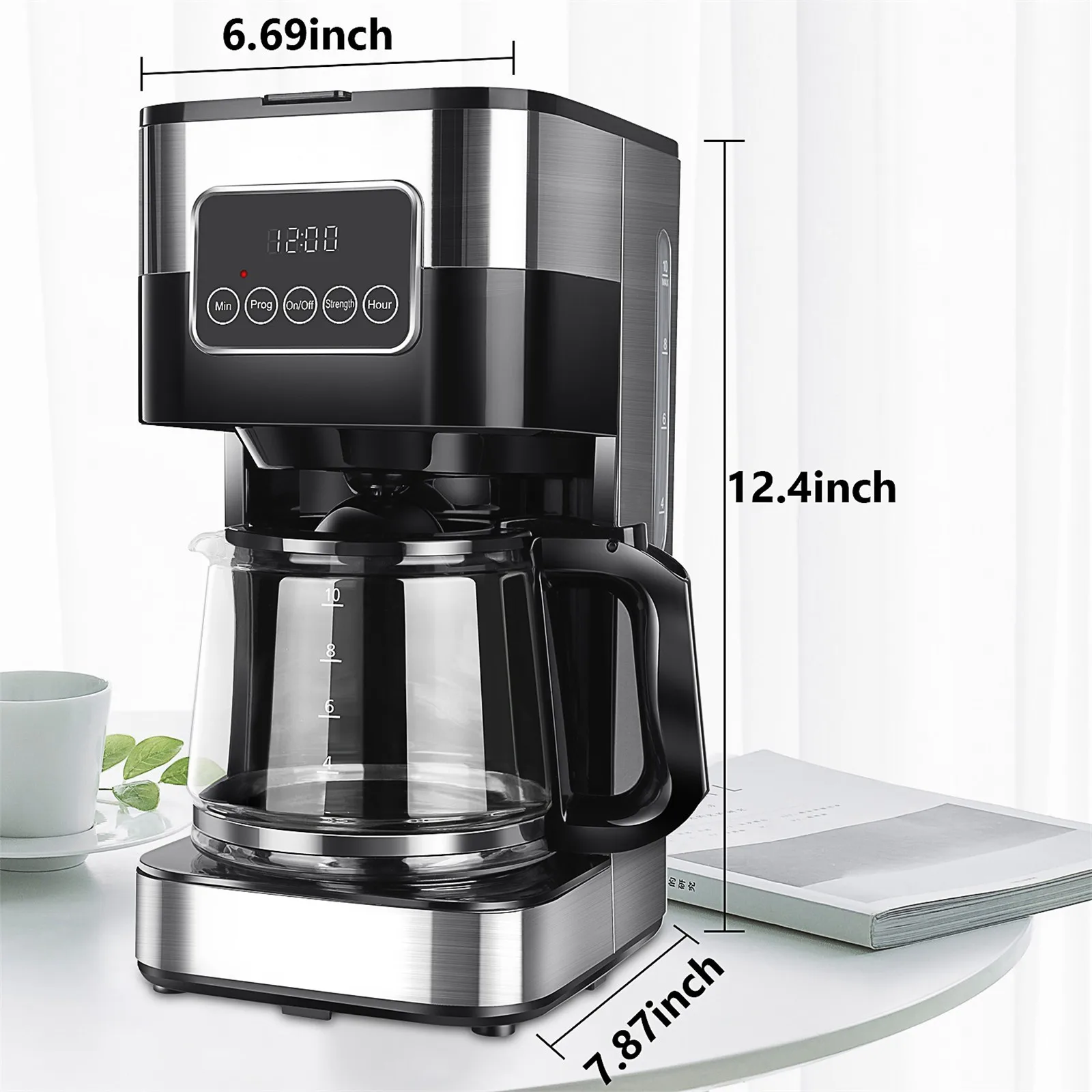 10-Cup Drip Coffee Maker Grind And Brew Automatic Coffee Machine 900W Aluminum