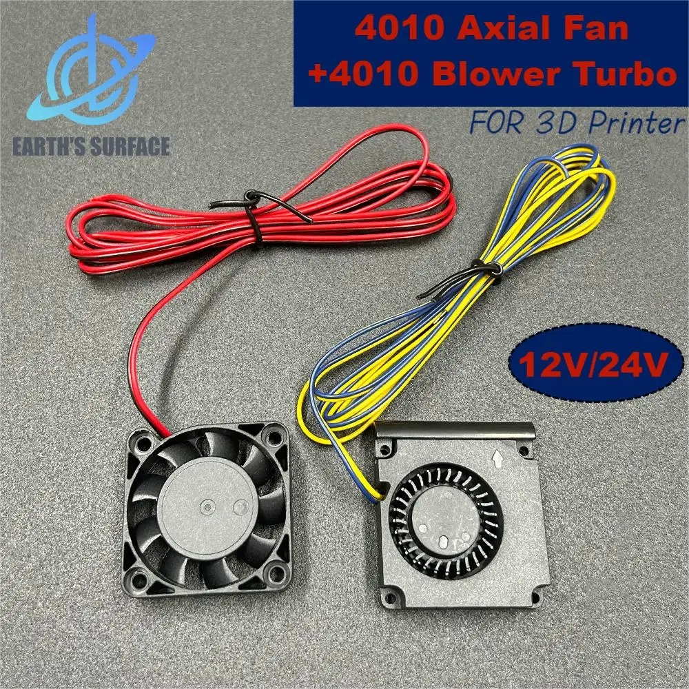 DB-3D Printer Part 4010 Axial Fan+Blower Turbo Quiet Fan,Line length: 1200/1400mm 40*40*10mm 12V24V For Ender 3 CR10 Printer