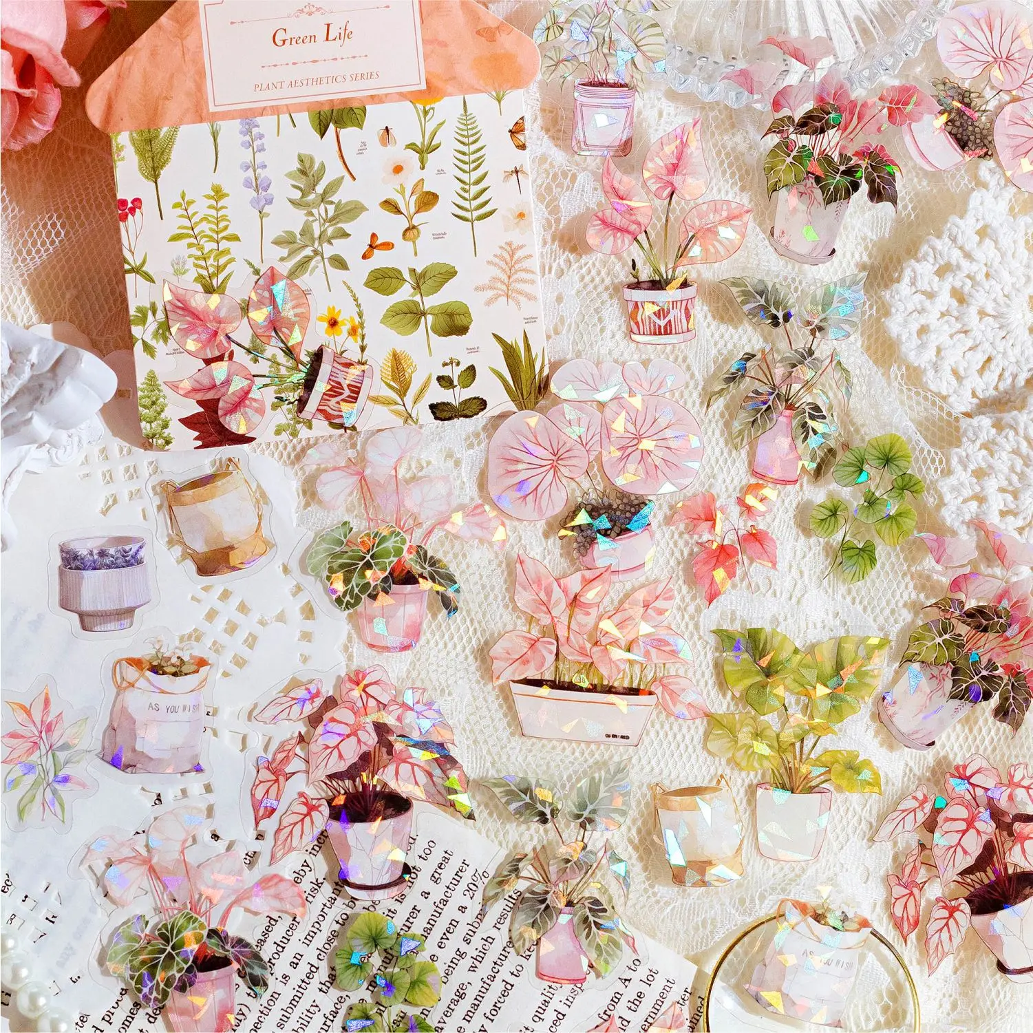 30 Stück botanische Ästhetik Serie dekorative glänzende Aufkleber Retro Collage Scrap booking Label DIY Tagebuch Album Journal Planer