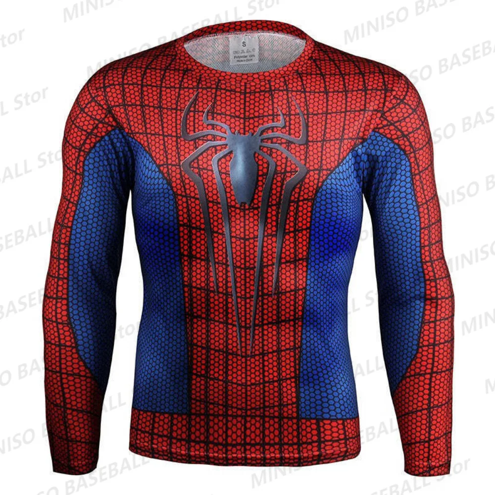 New Summer Boy Marvel Spider-Man Gym Long Sleeve for Men3D Printed Marvel Comics Superhero Parker Kid/Adult Red Parent-Child Top