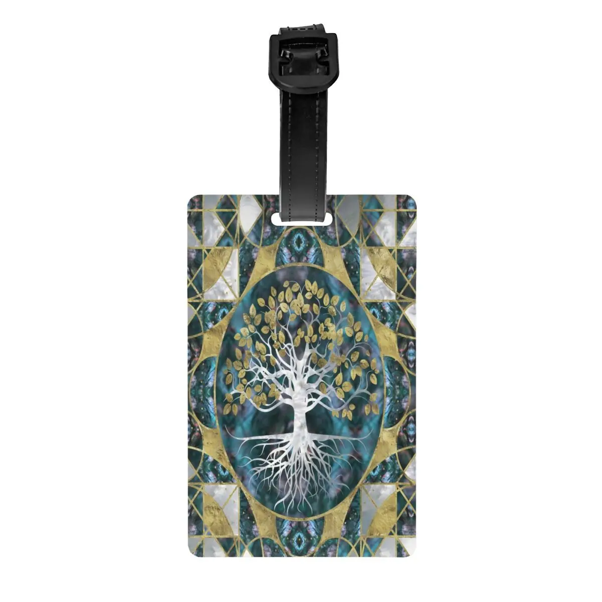 Tree Of Life Marble And Gold Luggage Tag for Suitcases Viking Yggdrasil Privacy Cover Name ID Card