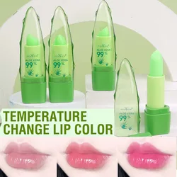 Color Changing Aloe Vera Lip Balm Waterproof Long-Lasting Natural Moisturizing Lipstick Nourishing Women Lips Makeup Cosmetics