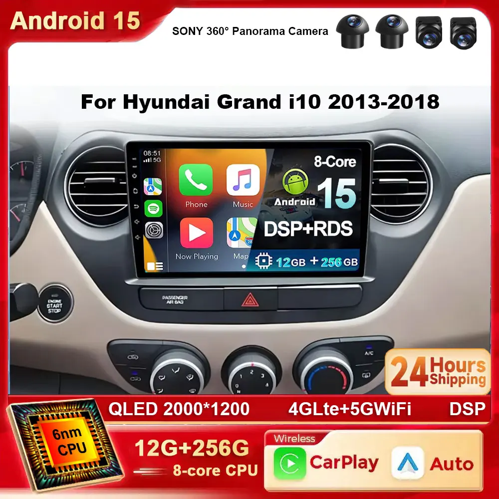 

Android15 9" Car Radio For Hyundai Grand i10 i 10 2013 2014 2015 2016 2017 2018 Carplay Auto Multimidia Video Player Head Unit