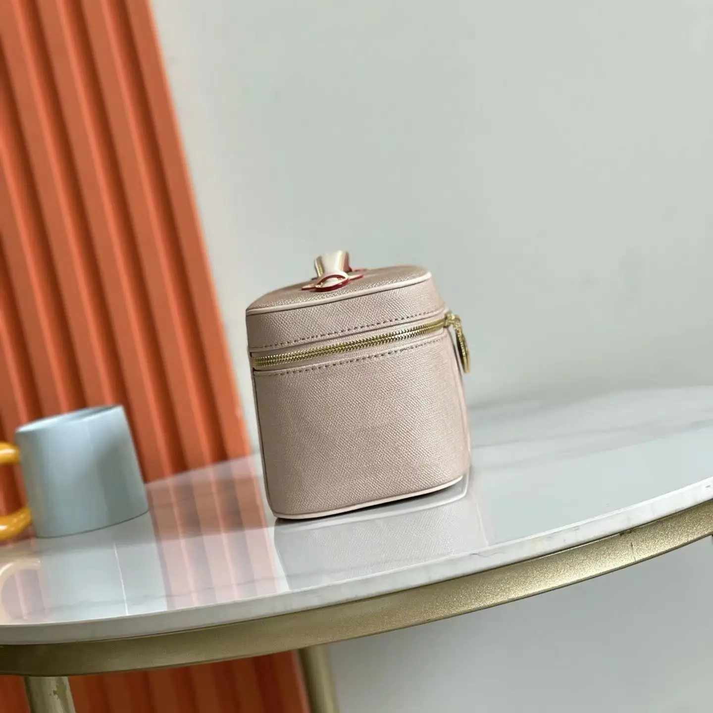 Bolso de Mano Cuadrado Mini con Textura Cruzada en Rosa Pálido, Bolsa de Almacenamiento de Cosméticos Portátil de Lujo