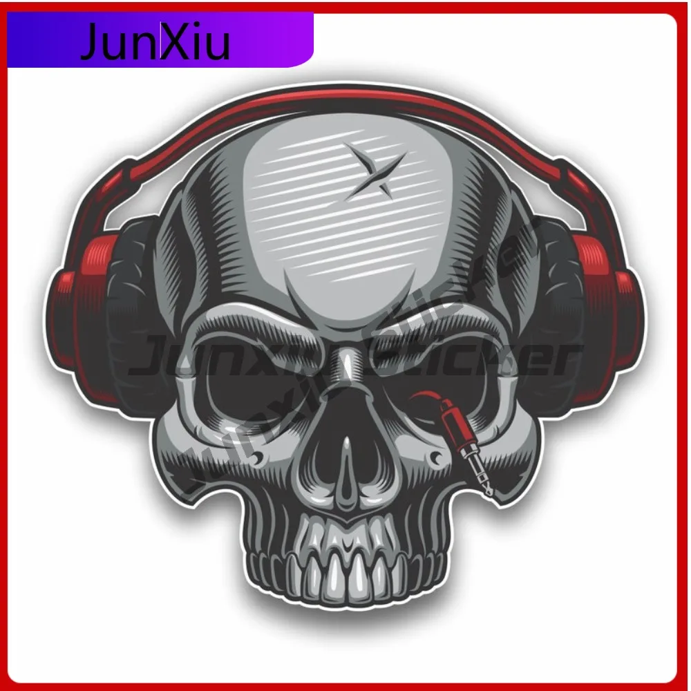 

Dj Skull With Headphones Car Sticker Scratch-proof Exterior For Suv Auto Motorcycle Bicycle Skateboard Laptop Luggage Decals Pvc