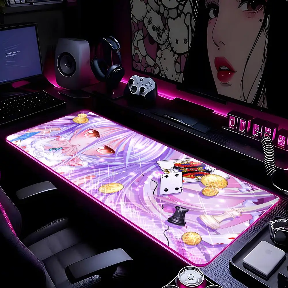 

NO Game No Life Zero Mouse Pad Mousepad HD Printing Computer Gamers Locking Edge Non-slip RGB Mouse Pad XXL90x40cm Keyboard PC D