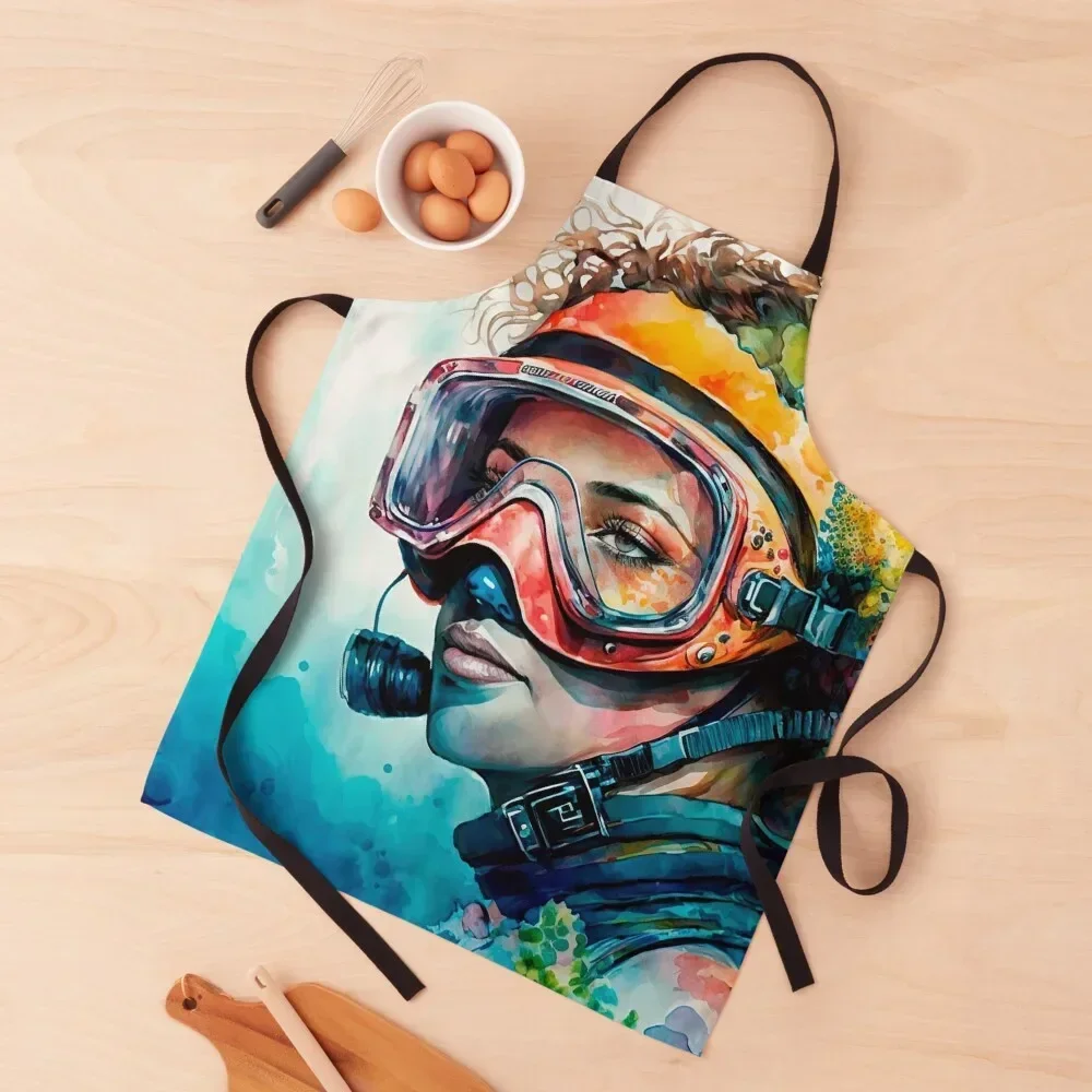 

Watercolor Dive T-Shirt - Artistic Diving Adventure in Beautiful Watercolors Apron christmas 2025 Chef jacket men Apron