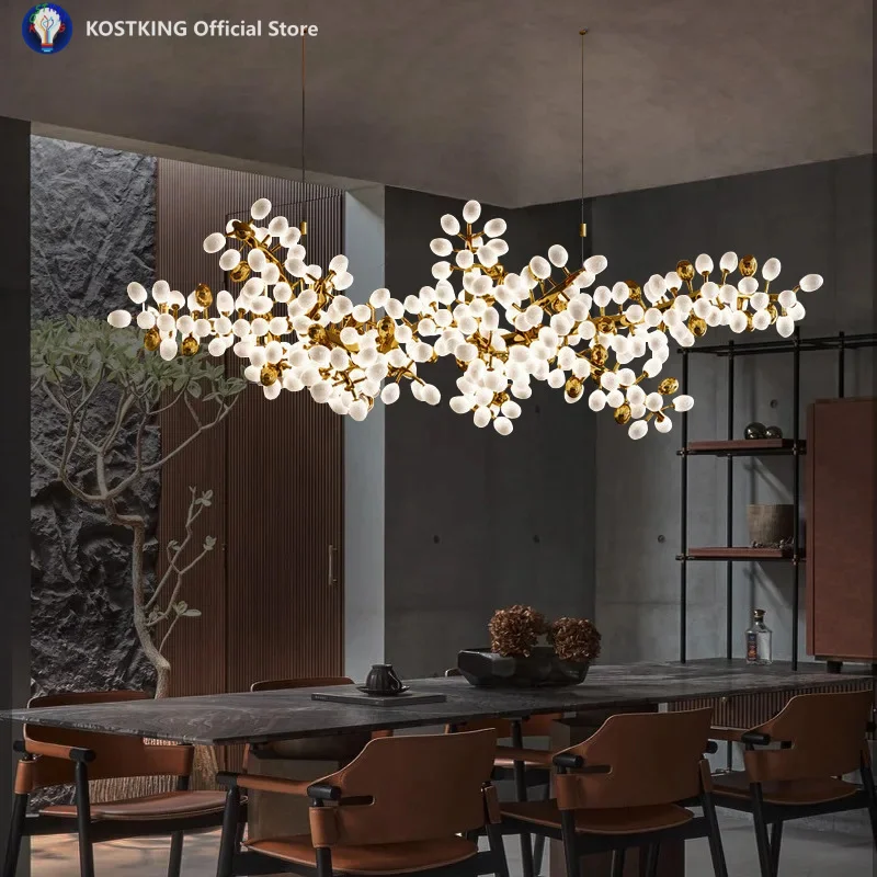 NEW Gold Grape Luxury Chandeliers Design Glass Pendant Lights Nordic Dining Living Room Lustre Kitchen Hanging Light