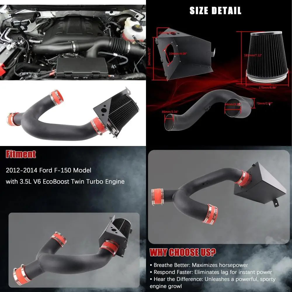 

Система впуска холодного воздуха + теплозащитный экран, совместимая с Ford F150 3.5L V6 Ecoboost 2012-2014 годов, черный фильтр