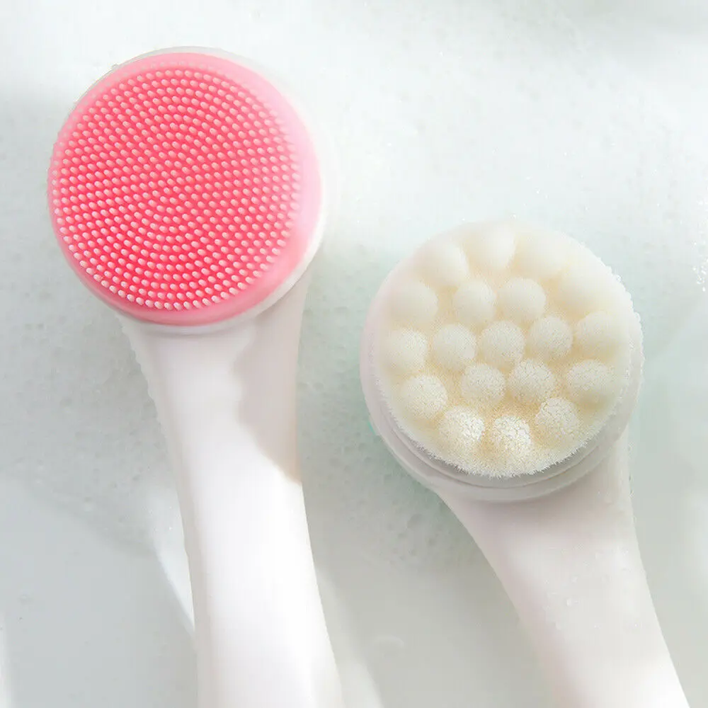 1 PC Double-Sided Silicone Face Cleansing Brush Facial Cleanser Blackhead Remover Tool Pore Cleaner Exfoliator Face Scrub Brush