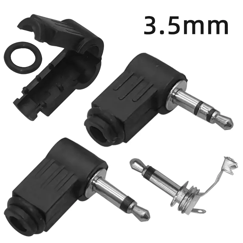 3.5mm Mono Stereo 2/3 Pole Male Plugs Right Angle Plug Headphone Connector for Microphone Audio DIY Repairs Parts