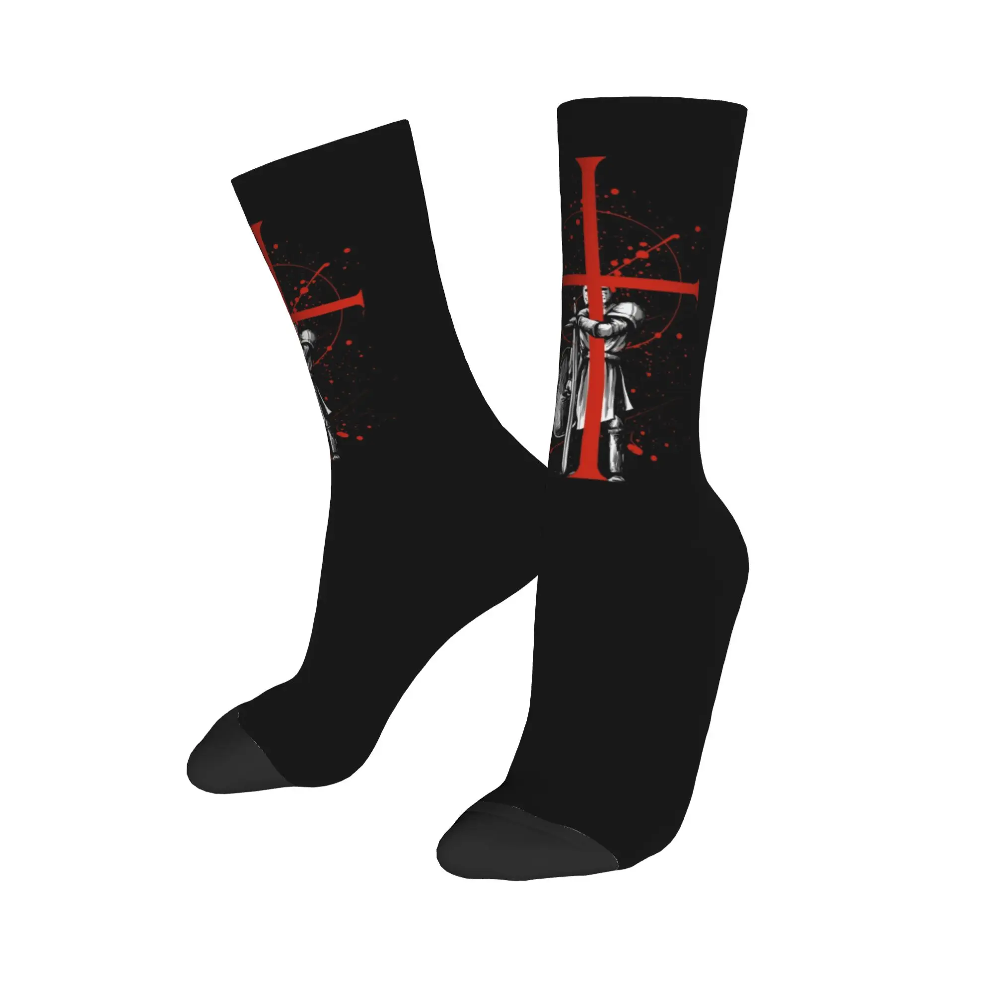 Custom Cool Knights Templar Socks Women Men Warm 3D Printed Warrior Cross Basketball Sports Socks view 3