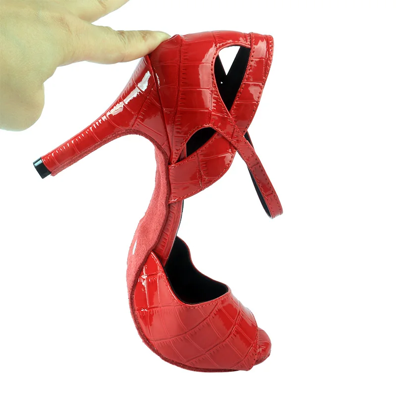 Customized Venus Lure Red/Black Latin Dance Sandals Women Ballroom Professional Salsa Dance Shoes Party