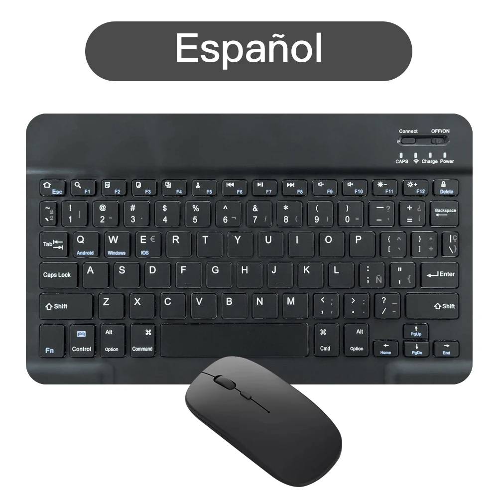 Spanische/Deutsche Bluetooth-Tastatur, 10 Zoll, für iPad Air Pro, kabellose, wiederaufladbare Tastatur für Telefon, Tablet, Laptop, universell