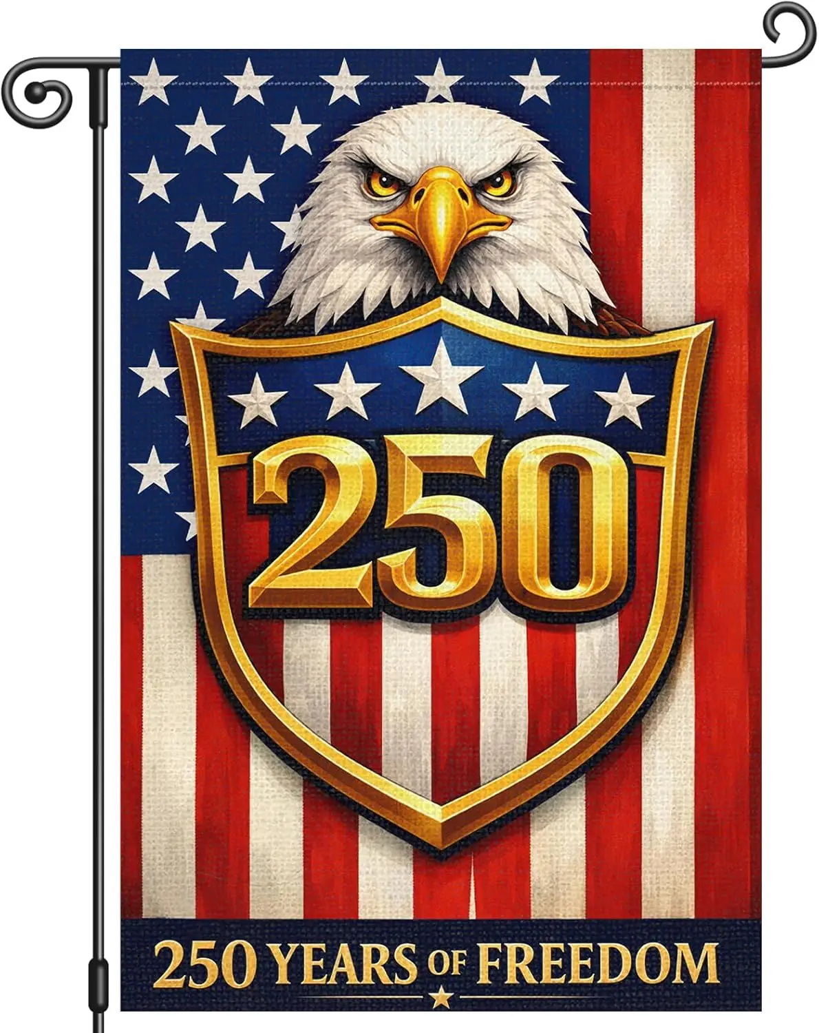 Heyfibro 250 Years of Freedom Garden Flag 12x18 Inch Double Sided Bald Eagle Patriotic Yard Flag Small House Flag for 4th of IIC