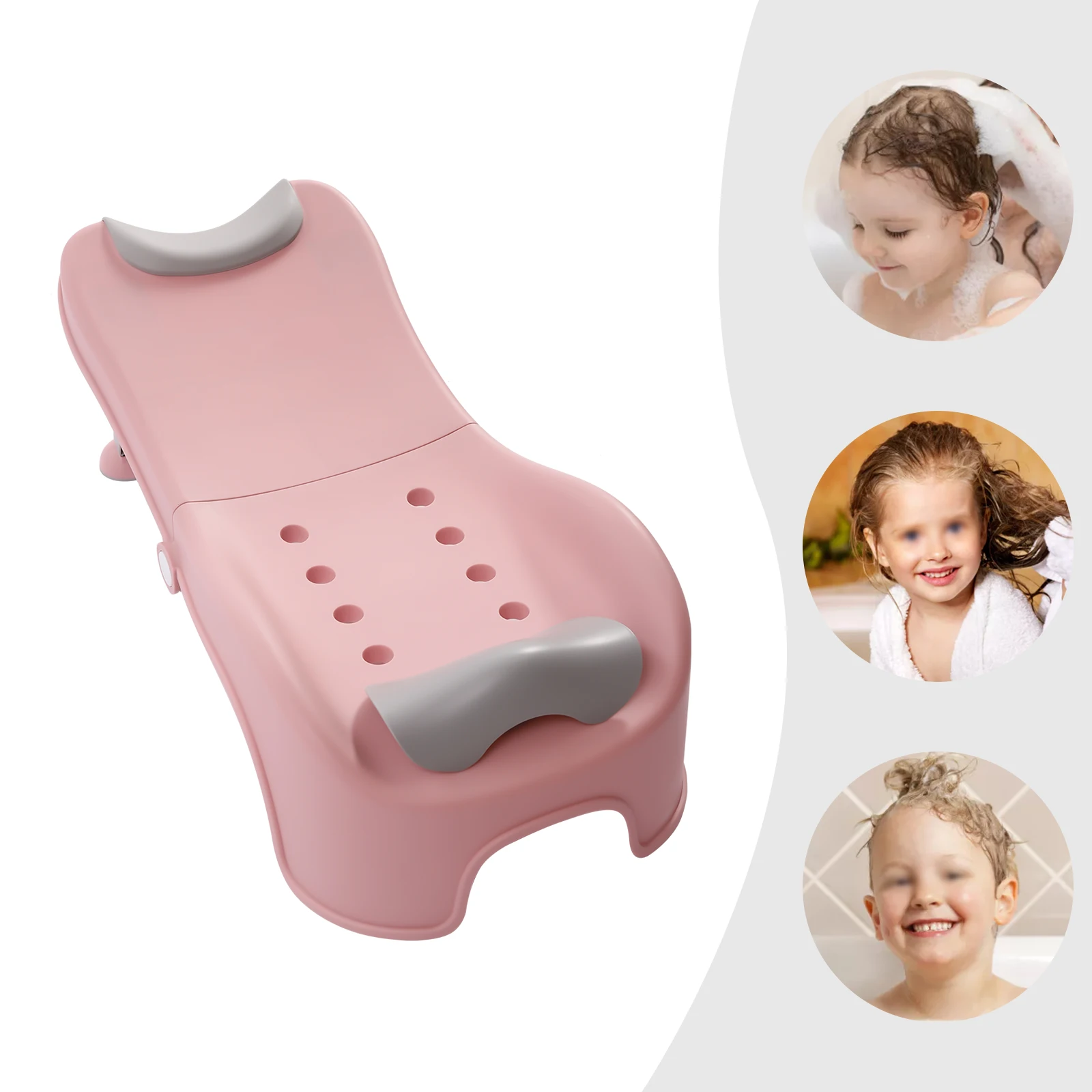 Adjustable Children's Shampoo Chair Foldable Bath Seat for 0-5 Years Baby