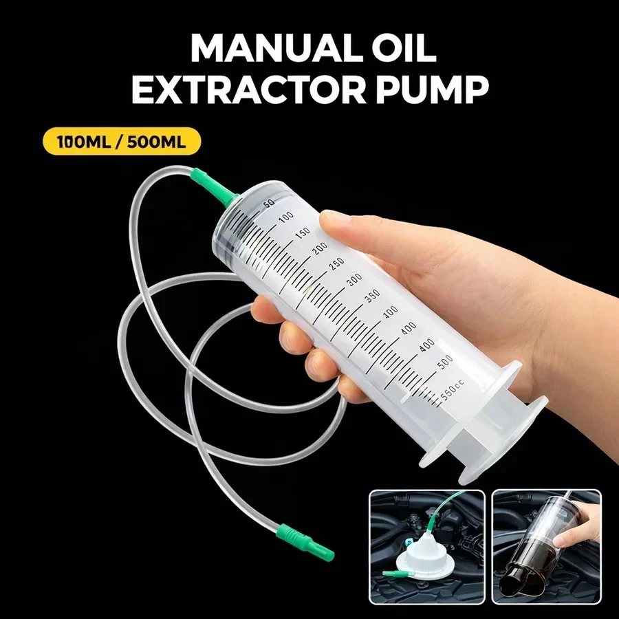 Large capacity reusable syringe pump,100-550ml,measuring with 100cm hose,washable ink,suction injector for oil,fluid and water view 2