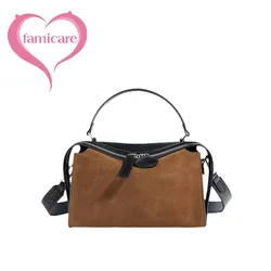 2024 New Light Luxury Boston Bag Fashion Sophistication Cowhide Leather Women's Frosted Handbag Ladies Simple Shopping Pack