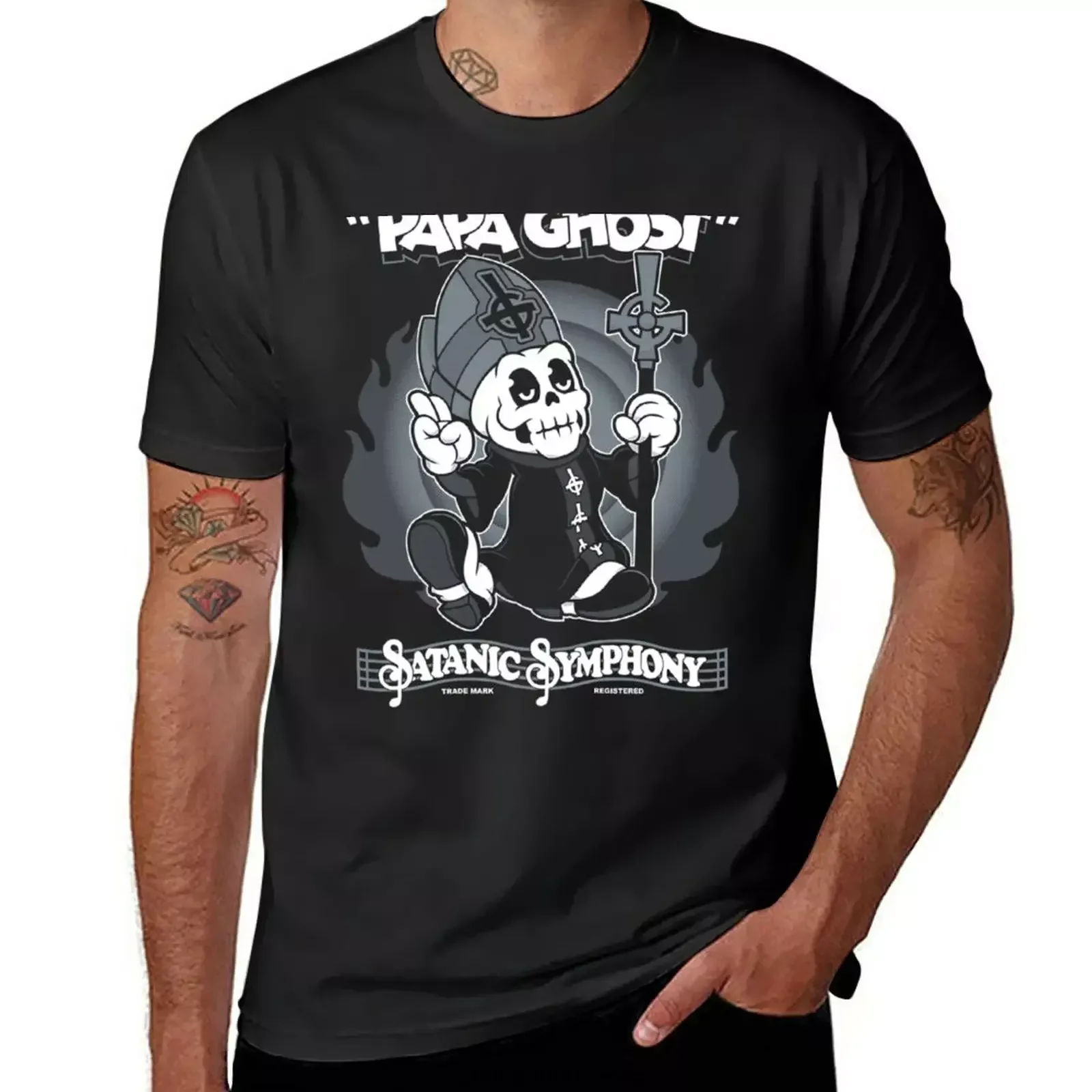 Papa Ghost - Vintage Cartoon Satanic Symphony - Creepy Cute Goth T-Shirt tees sports fans anime mens t shirts