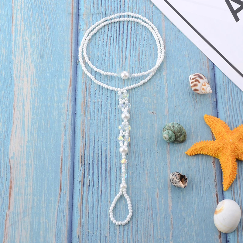 1 قطعة النساء تقليد اللؤلؤ بوهيميا خلخال بيرفوت صندل خلخال القدم سلسلة تو الشاطئ الكاحل سوار مجوهرات هدايا #4