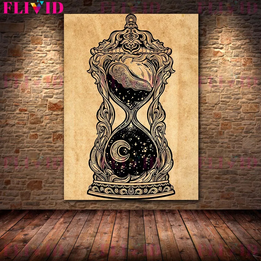 Witch Gothic Hand With Fire And Pandora Box Vintage Wall Art Canvas Painting Vampire Demon Fangs Art Poster And Print Home Decor