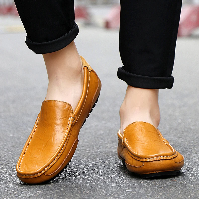 Men Loafers Leather Shoes For Men Casual Shoes Moccasins Breathable Slip On Sneakers Men Driving Shoes Comfort Flats Dress Shoes