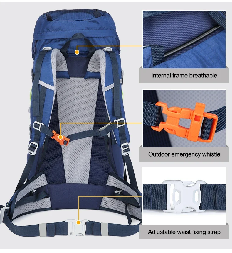 Sport Climbing Bag,Internal Frame Waterproof Nylon Backpack 50l Outdoor Travel Camping Climbing Trekking Hiking Backpack Bags