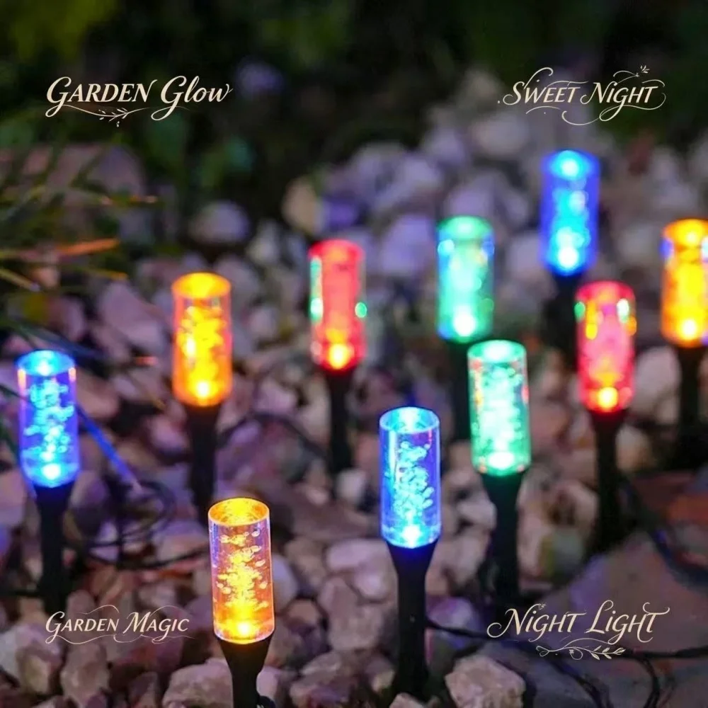 

Outdoor Solar Powered Crystal Stake Light 10/20 LED Garden Lamp Waterproof Landscape Path Light for Lawn Wedding Party Decor