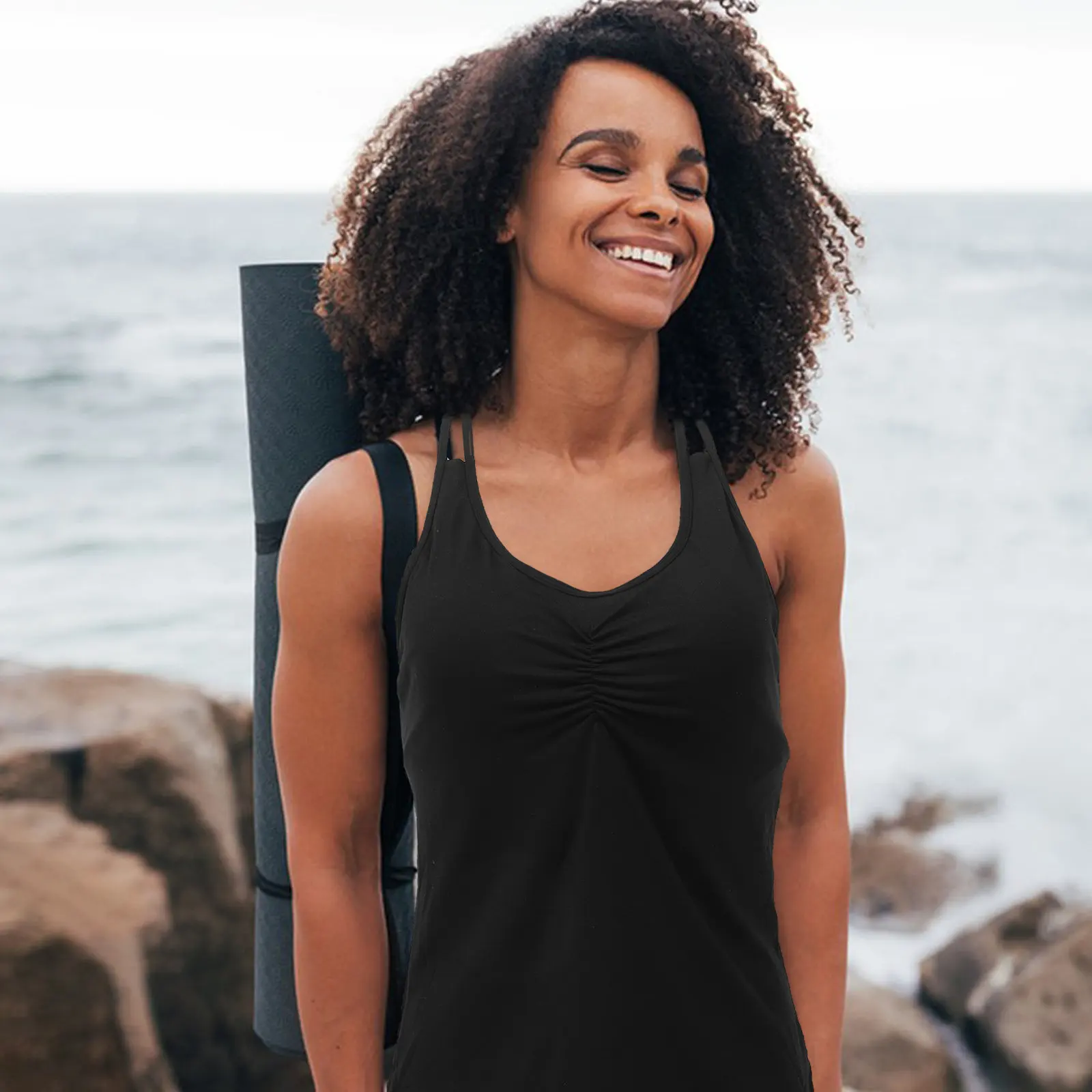 

Yoga Sleeveless Vest Nylon Breathable Quick Drying Fitness Tank Top Women Stretch Casual Sports Yoga Outfit Reusable -Shirt